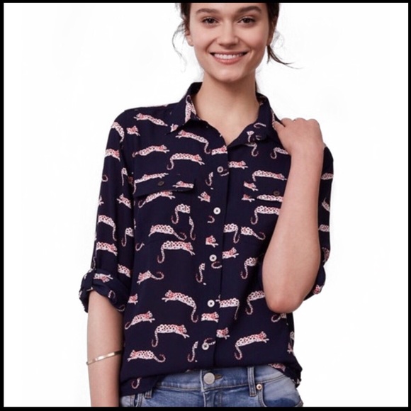 Ann Taylor Tops - Ann Taylor LOFT Blouse Cat Print Women’s Shirt